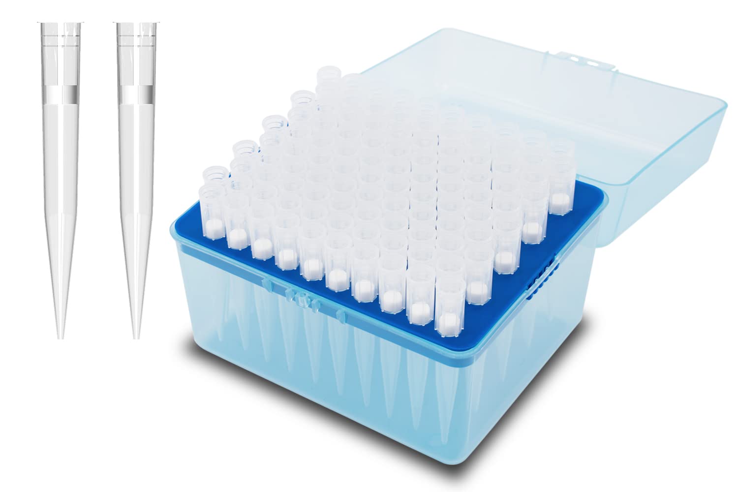 ONiLAB Scientific Universal 1000ul Pipettor Tips Lab Transparent Liquid Pipettor Tips with Box Non-pyrogenic DNAse/RNAse Free Autoclavable 1 Rack 96 Tips (1000ul, 96)