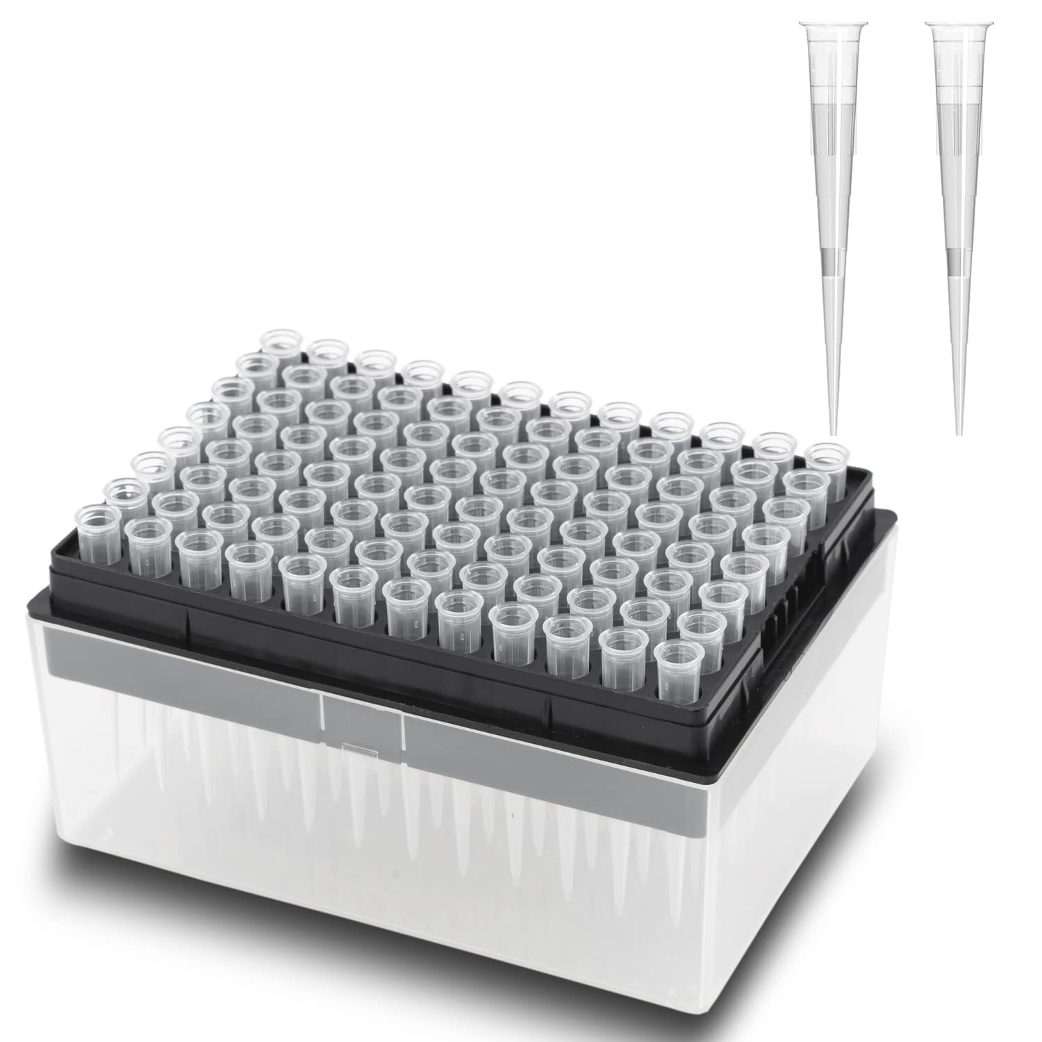 ONiLAB Scientific Universal Pipettor Tips Lab Transparent Liquid Pipettor Tips with Box Non-pyrogenic DNAse/RNAse Free Autoclavable 1 Rack 96 Tips (10-1000ul, 96)