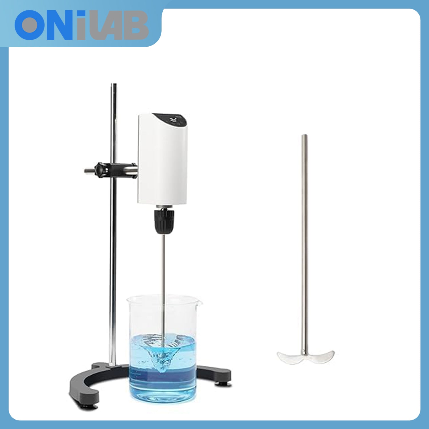 ONiLAB Lab Analog Overhead Stirrer, 10L Capacity, 100-2500rpm Adjustable Speed,Max.Viscosity 10000mpas, Lab Mixer with Overload Protection, Overhead Mixer with Support Stand&Two Stirring Rods,110-220V