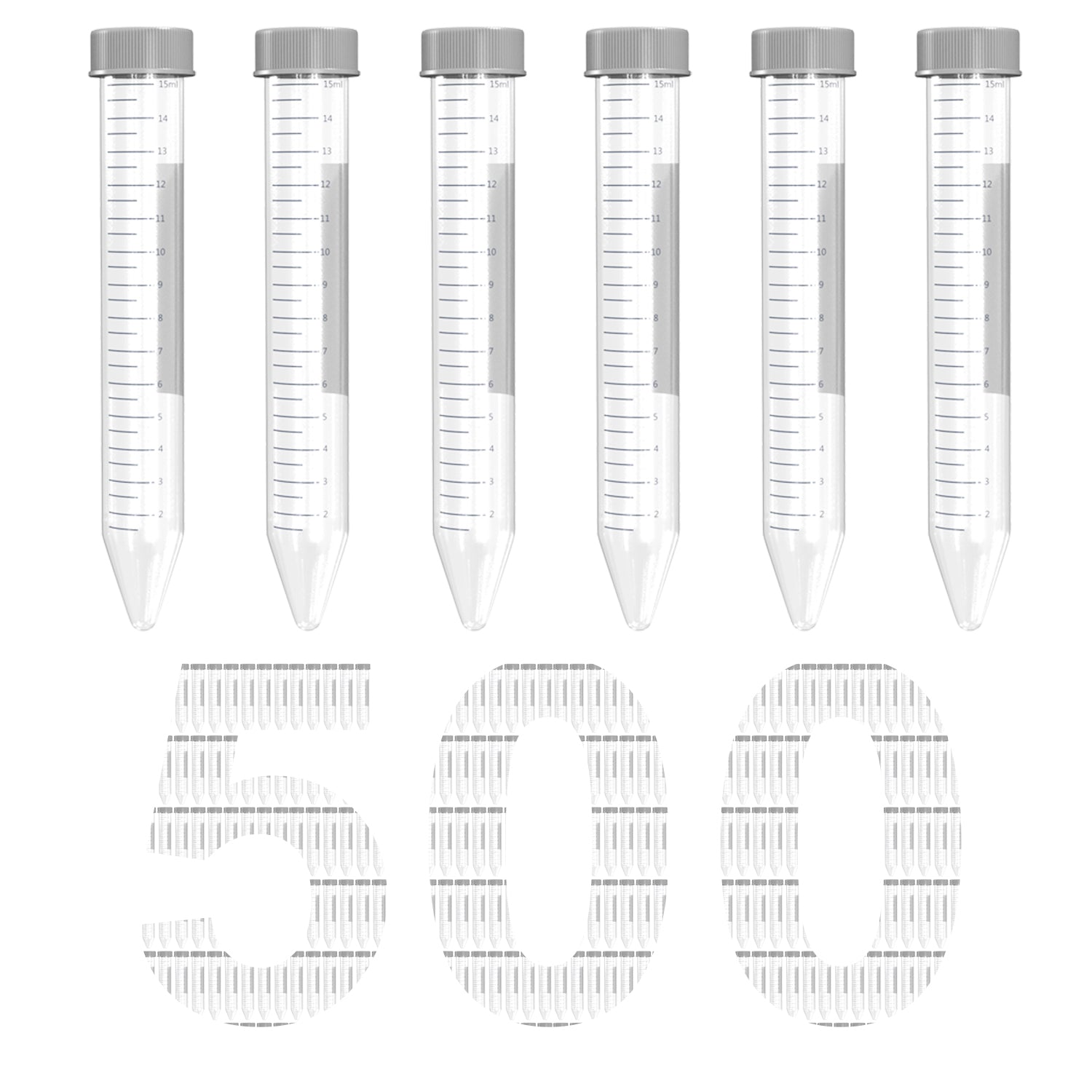 ONiLAB Conical Centrifuge Tubes 15mL, 50/500pcs Plastic Test Tubes with Leakproof Screw Caps, Polypropylene Container with Graduated and Write-on Spot, Sterilized, Non- pyrogenic, DNase/RNase Free