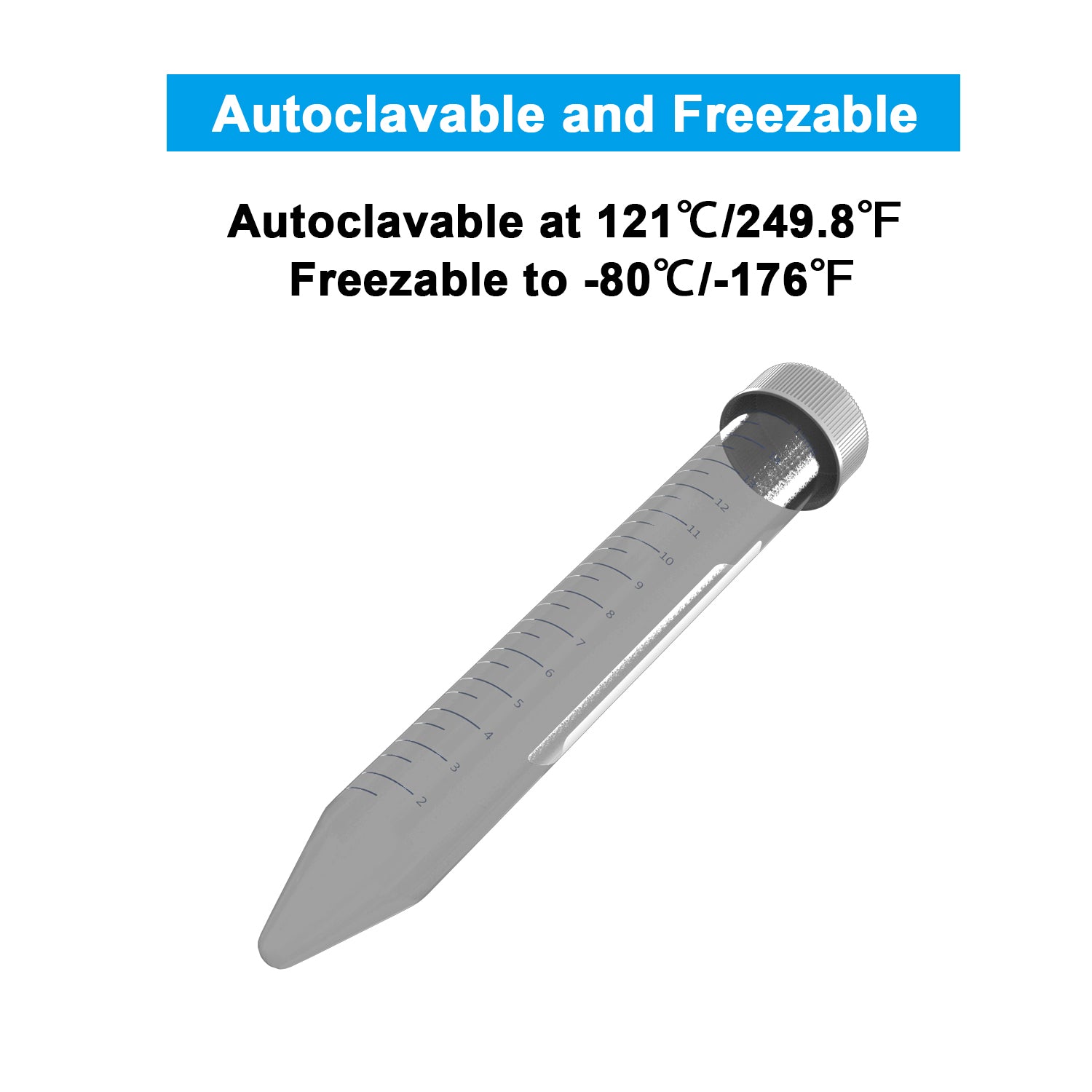 ONiLAB Conical Centrifuge Tubes 15mL, 50/500pcs Plastic Test Tubes with Leakproof Screw Caps, Polypropylene Container with Graduated and Write-on Spot, Sterilized, Non- pyrogenic, DNase/RNase Free