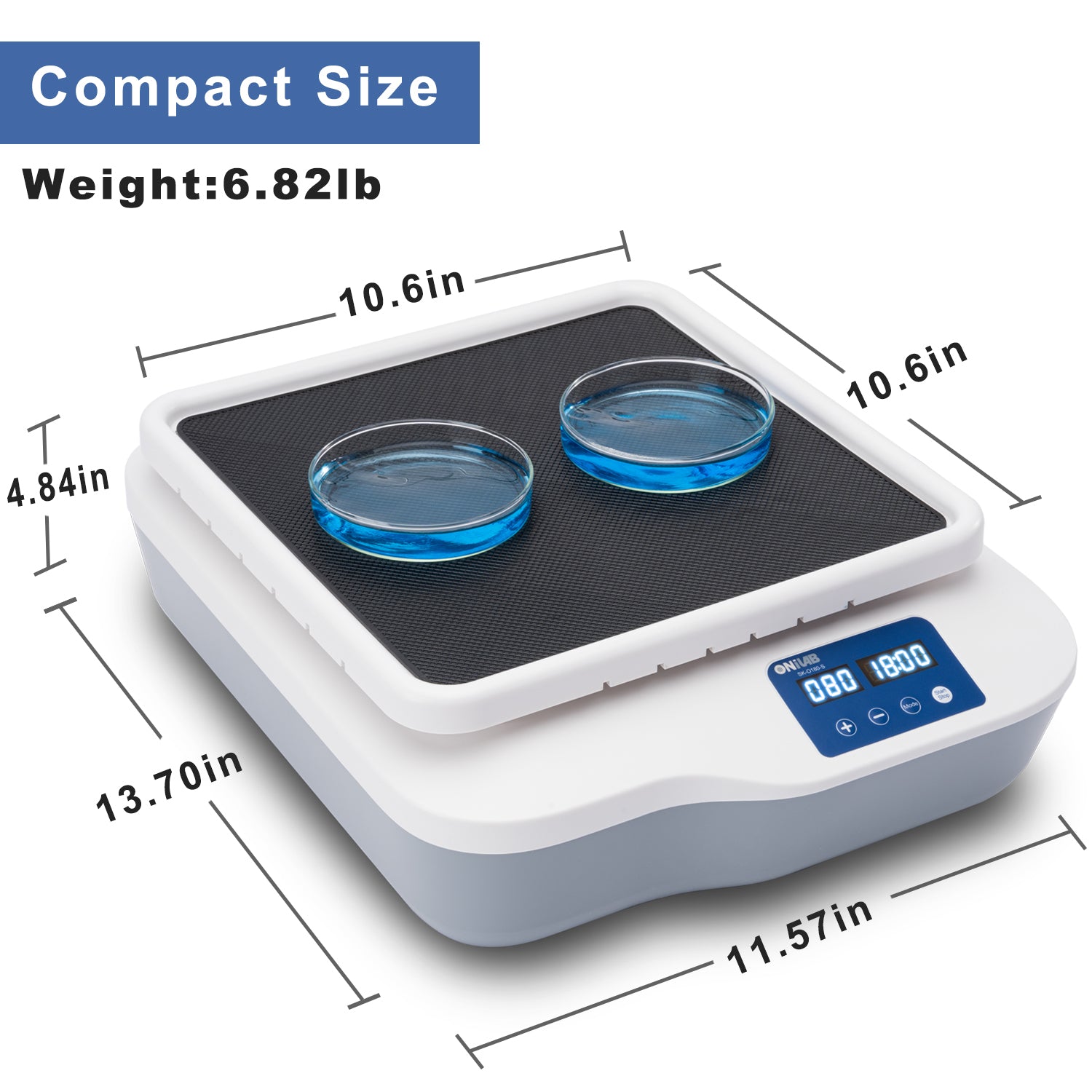 ONiLAB Digital Orbital Shaker Adjustable Speed 40-200RPM,Capacity 2KGS, Orbital Rotator Shaker with Continuous Mode(Set time to Zero) or Timer Mode, LCD Display Speed and time, Labs and Classrooms