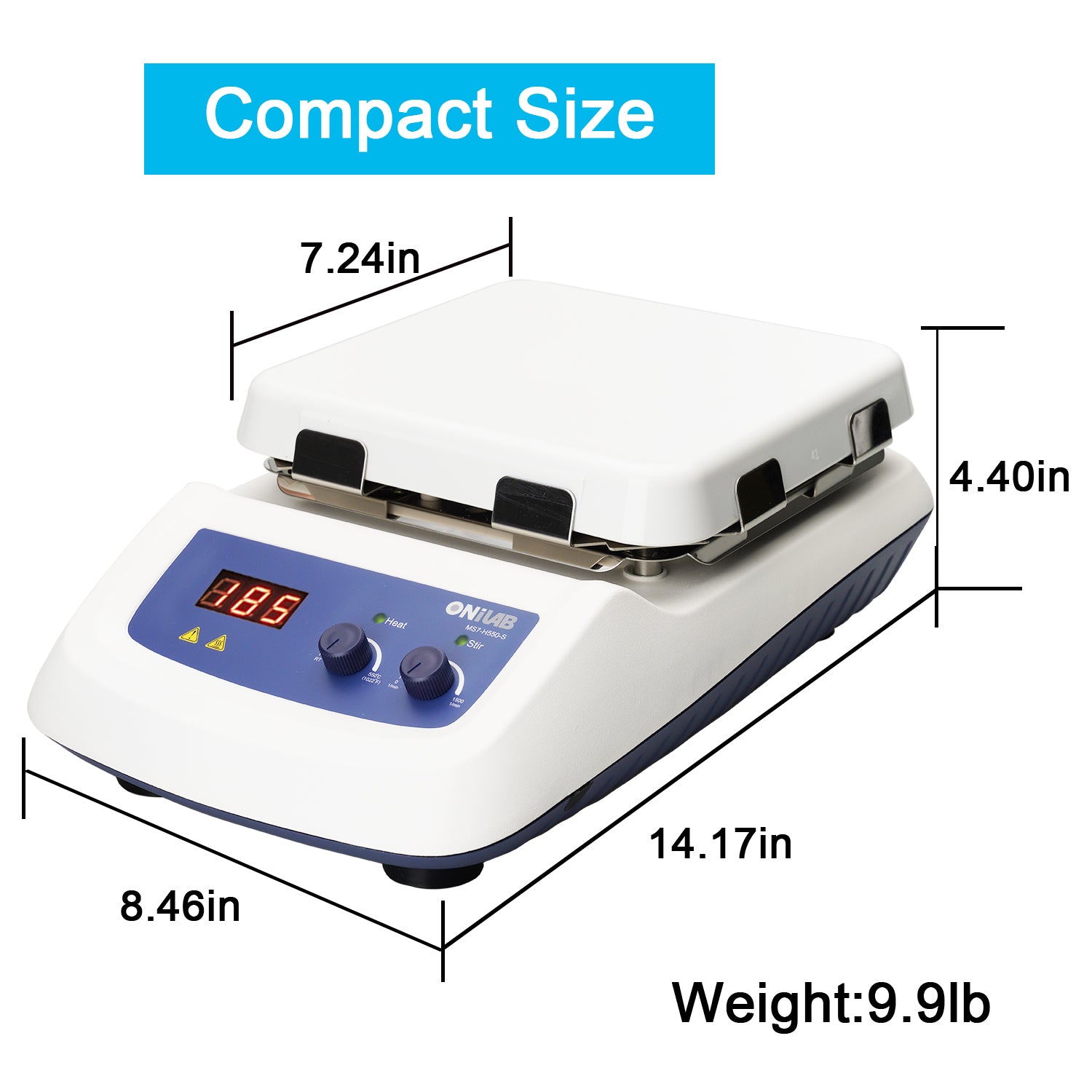 ONiLAB 7" LCD /LED Digital Magnetic Hotplate Stirrer Max.Speed 1500rpm Max.Stirring Quantity 20L,Max Heating Temperature to 550℃