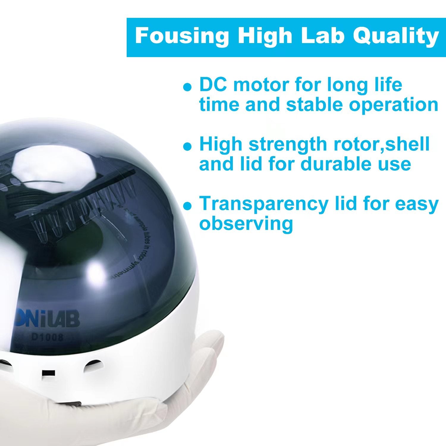 ONiLAB's Scientific Mini Centrifuge 7000RPM, 2680 x g RCF, Lab Benchtop Centrifuge with 2 Rotors for 8 x 0.2/0.5/1.5/2.0ml and 0.2mL×32 PCR Strips, Low Noise≤45dB, 100-240V