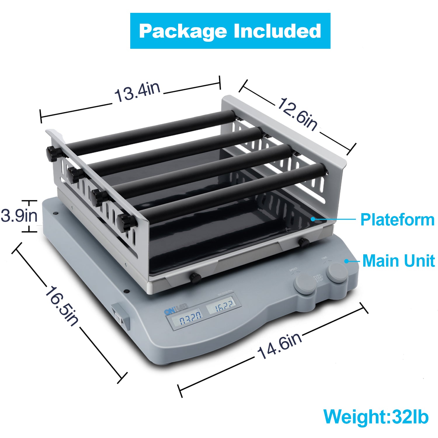 ONiLAB Digital Orbital Shaker Adjustable Speed 100-500RPM, Capacity 7.5KGS,Orbital Rotator Shaker with Continuous Mode(do not Start time) or Timer Mode, LCD Display,Various Optional Platforms…