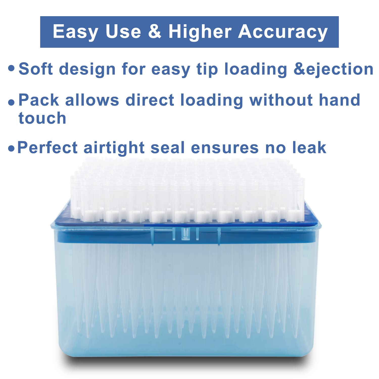 ONiLAB Scientific Universal 1000ul Pipettor Tips Lab Transparent Liquid Pipettor Tips with Box Non-pyrogenic DNAse/RNAse Free Autoclavable 1 Rack 96 Tips (1000ul, 96)