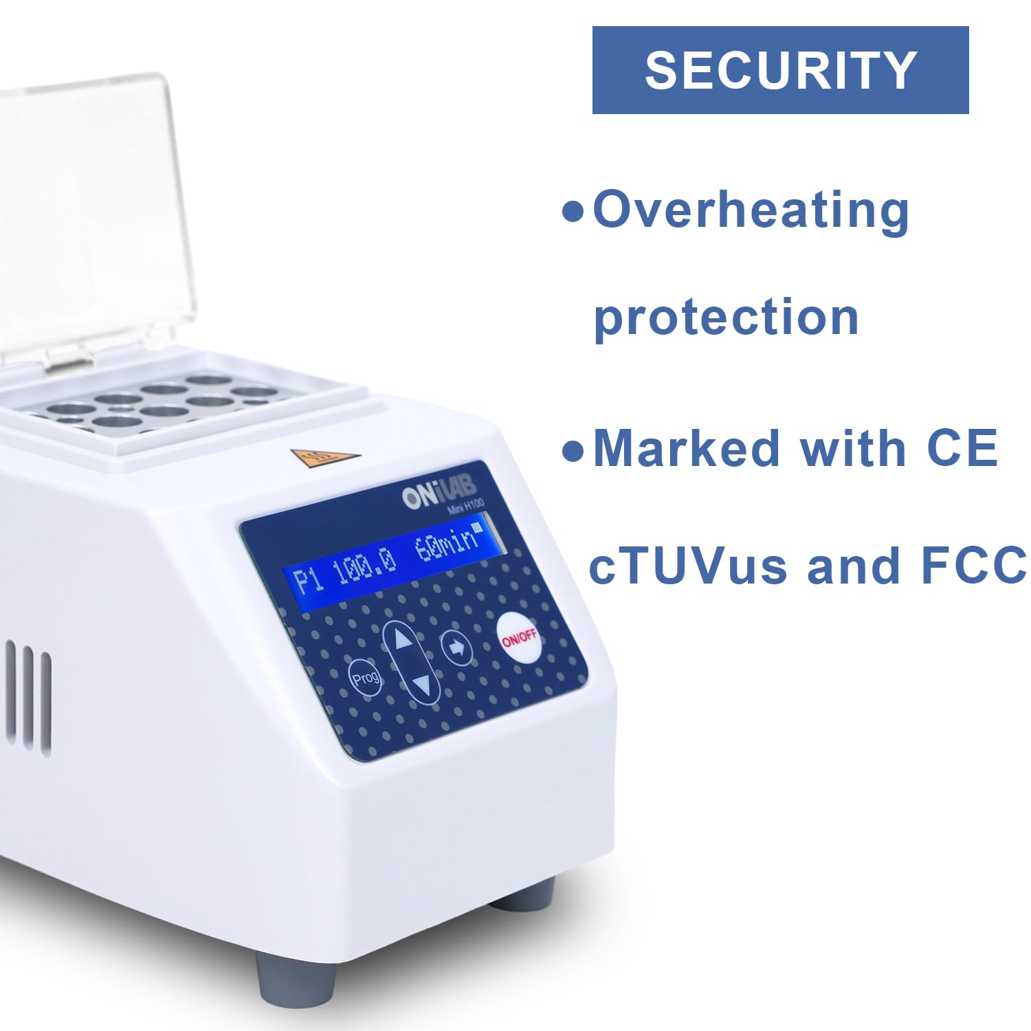 ONiLAB Mini Dry Bath Incubator with 15 x1.5ml Aluminium Heating Block, LCD Display, Timer Control,UP to 100C, 0.5C Accuracy,9 Programs in Memory, Rapid Calibration,Various Blocks for Selecting