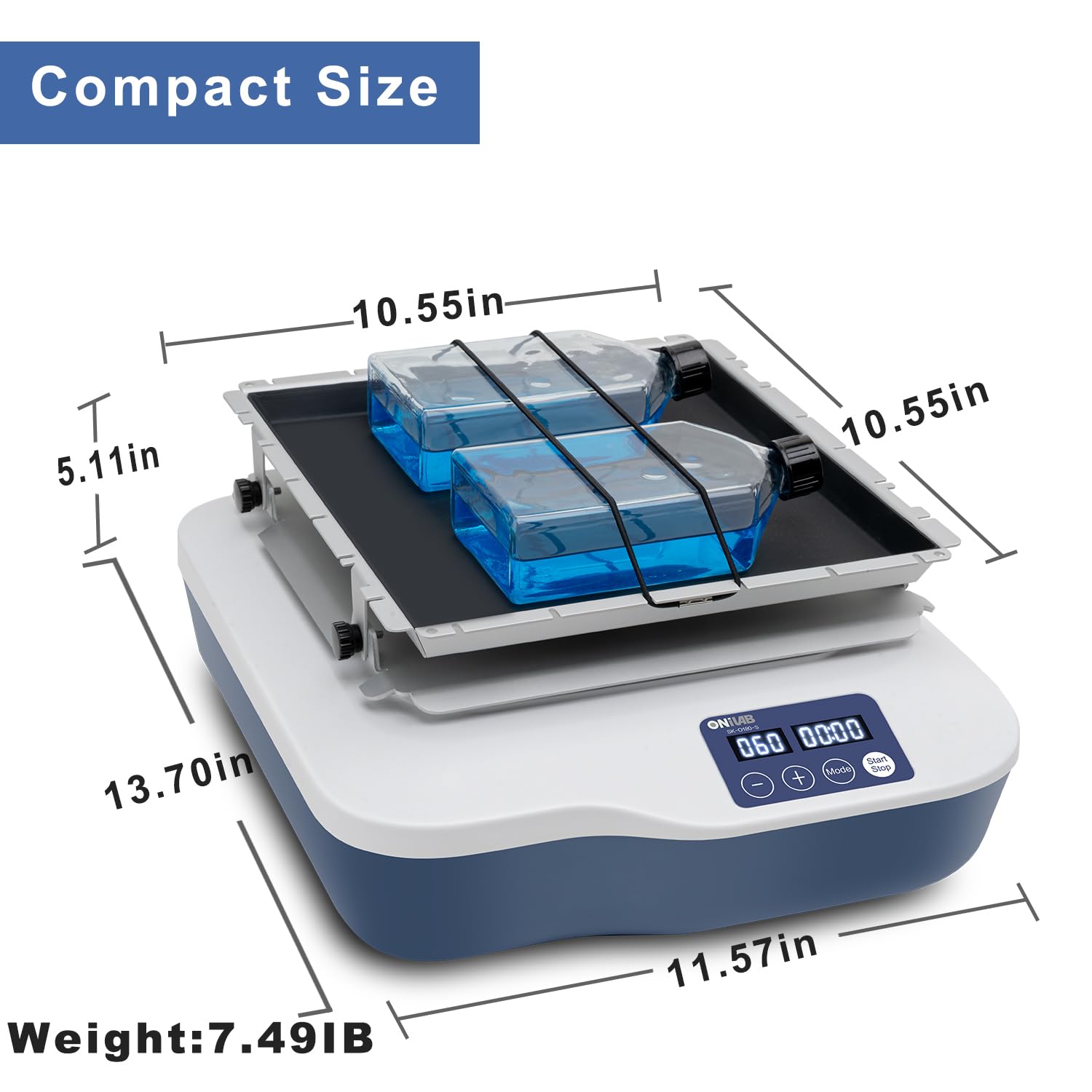ONiLAB Digital Orbital Shaker Adjustable Speed 40-200RPM,Capacity 2KGS, Orbital Rotator Shaker with Continuous Mode or Timer Mode(1min-99h59min), Replaceable Platform,Labs and Classrooms