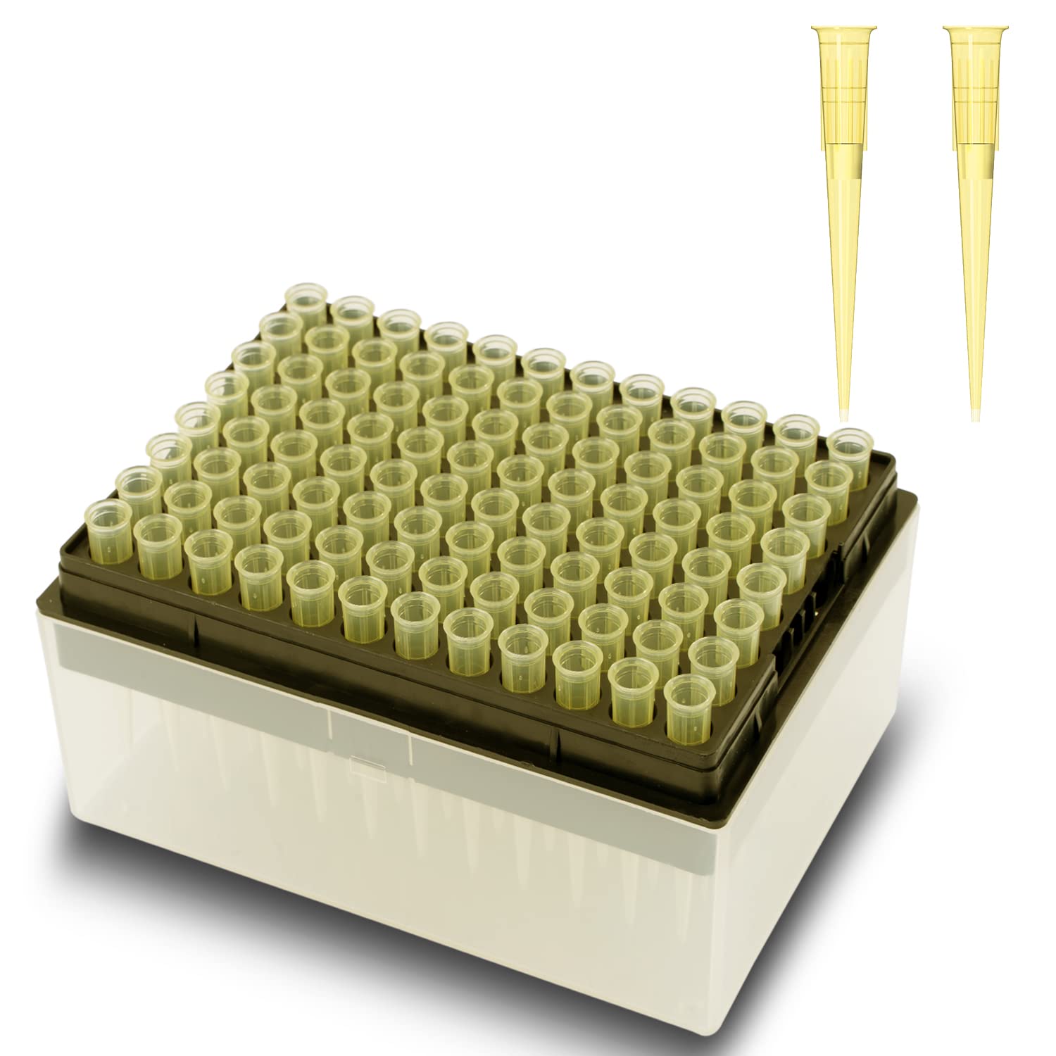 ONiLAB Scientific Universal Pipettor Tips Lab Transparent Liquid Pipettor Tips with Box Non-pyrogenic DNAse/RNAse Free Autoclavable 1 Rack 96 Tips (10-1000ul, 96)