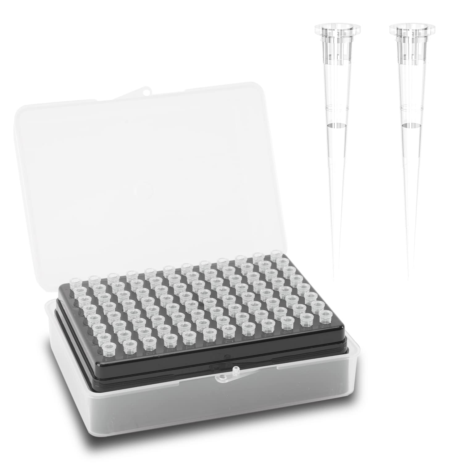 ONiLAB Scientific Universal Pipettor Tips Lab Transparent Liquid Pipettor Tips with Box Non-pyrogenic DNAse/RNAse Free Autoclavable 1 Rack 96 Tips (10-1000ul, 96)