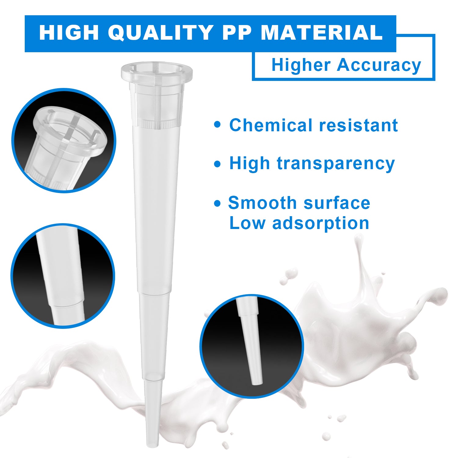 ONiLAB Pipette Tips ,5 volumes 10ul,200ul,1000ul,5000ul,10ml , Polypropylene (PP) Non-pyrogenic, DNAse/RNAse Free,Autoclavable Transparent Lab Universal Plastic Widely Compatible Liquid Pipettor Tips