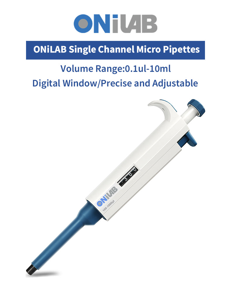 ONiLAB Lab Micropipettes with ranges from 0.1μL to 10mL, Manual Adjustable Single Channel Pipettors with Ergonomic Design, High Precision Pipettors, Autoclavable