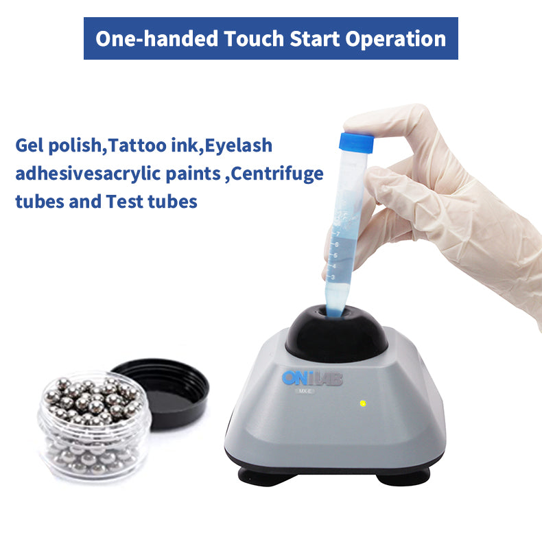 ONiLAB Mini Vortex Mixer with Touch Function, Lab mixing, Nail Polish ,Tattoo Ink ,Eyelash Adhesives and Acrylic Paints mixing , Lab Vortexer with Sturdy Aluminum Casting Base，with 120pcs 7/32in Mixing Balls