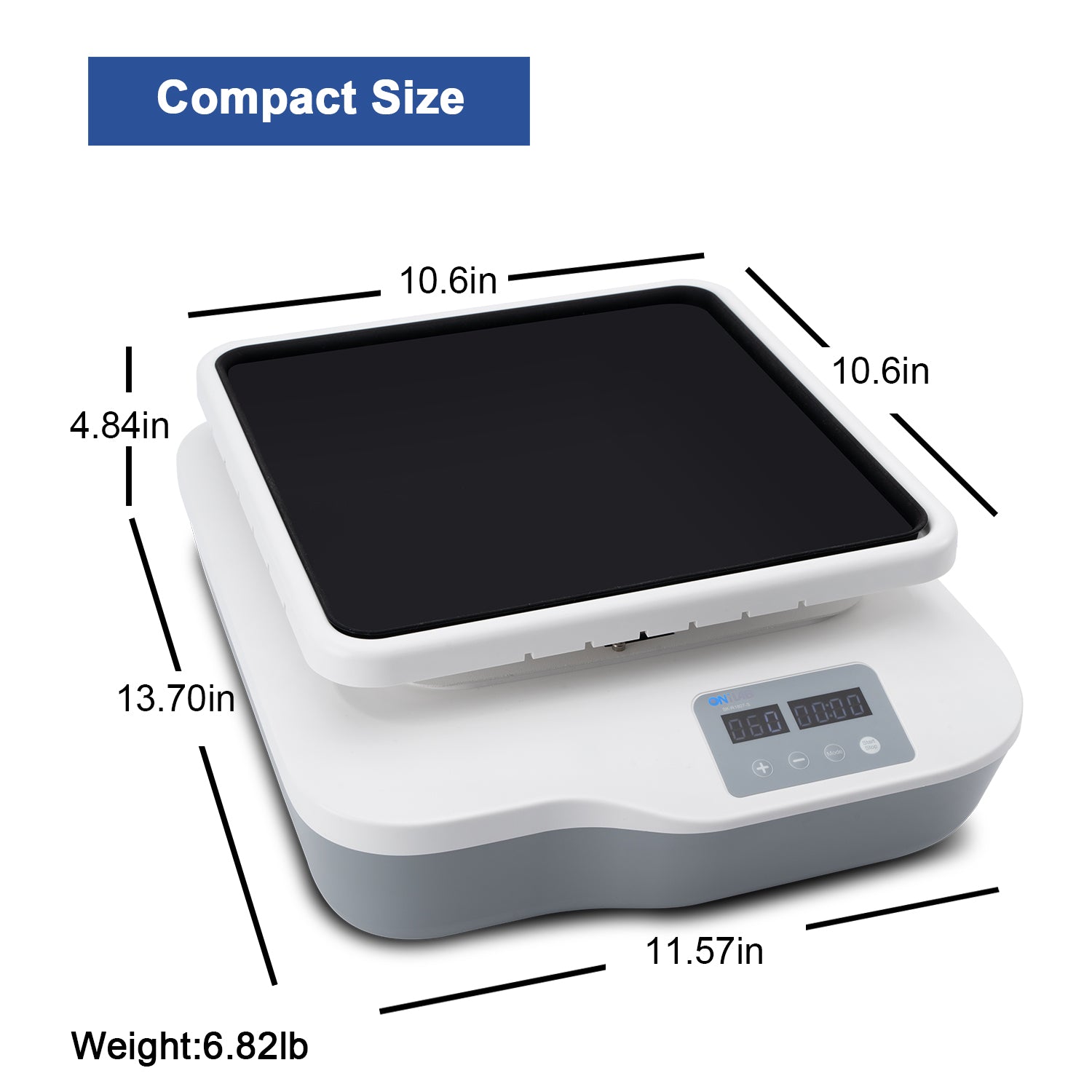 ONiLAB Led Digital Rocking Shaker Adjustable speed 10-80RPM, Rocking Rotator Shaker with continuous mode or timer mode 1min-19h59min, Capacity 2KGS, Digital Display speed and time, Labs and Classrooms