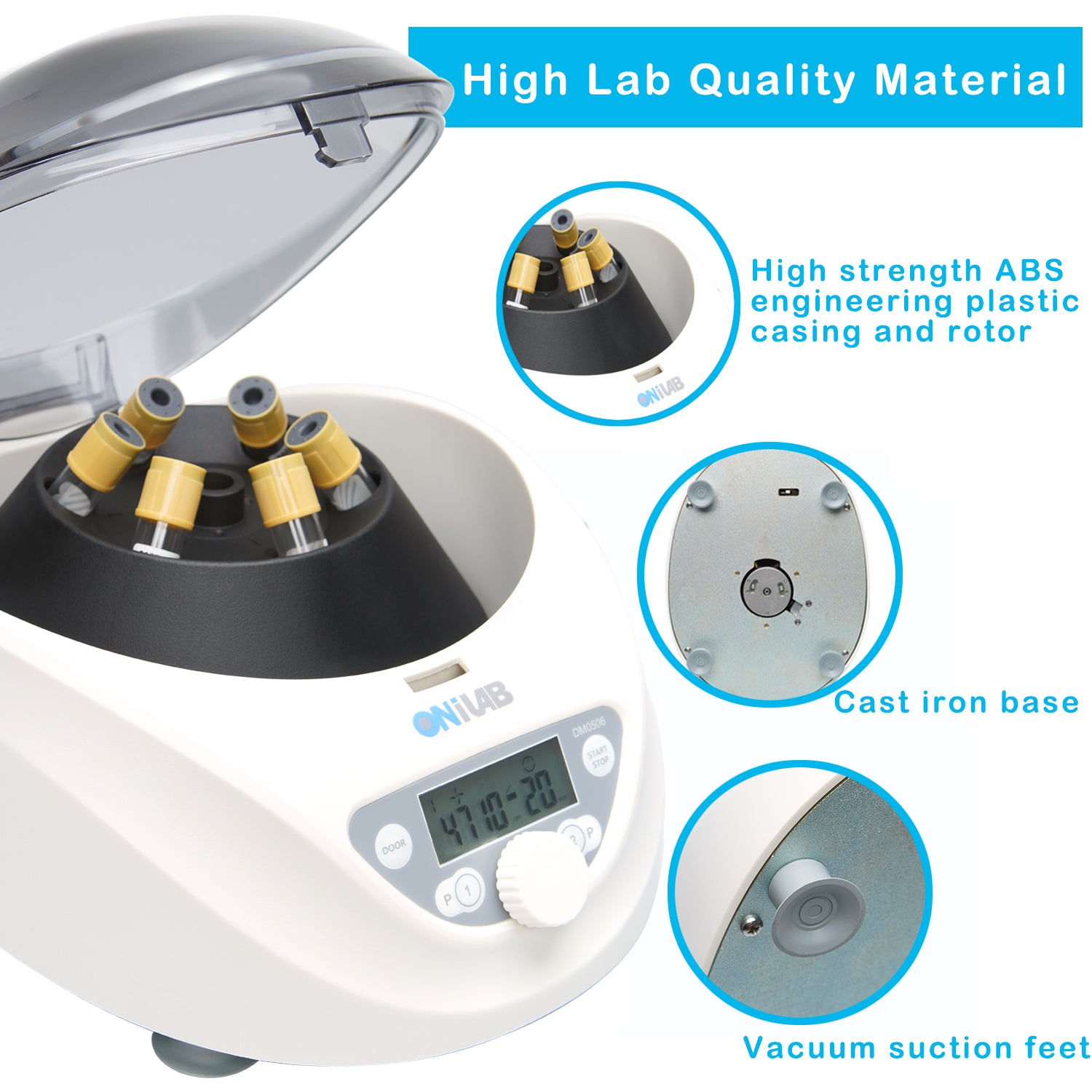 ONiLAB Lab PRP Benchtop Centrifuge 6x15mL/10mL/7mL/1.5-5ml, 300-5000rpm(Max. 2600xg RCF),LCD Digital Desktop Lab Centrifuge Timer 30sec-99min, Two Quick Start Programs