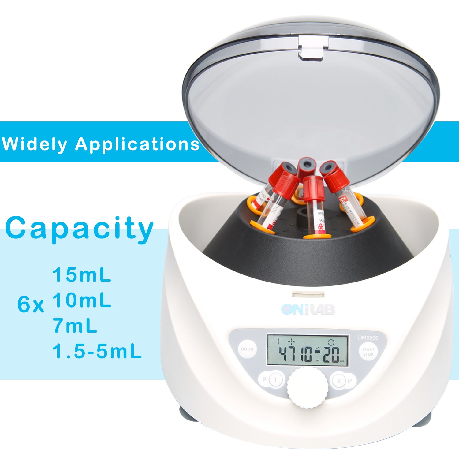 ONiLAB Lab PRP Benchtop Centrifuge 6x15mL/10mL/7mL/1.5-5ml, 300-5000rpm(Max. 2600xg RCF),LCD Digital Desktop Lab Centrifuge Timer 30sec-99min, Two Quick Start Programs