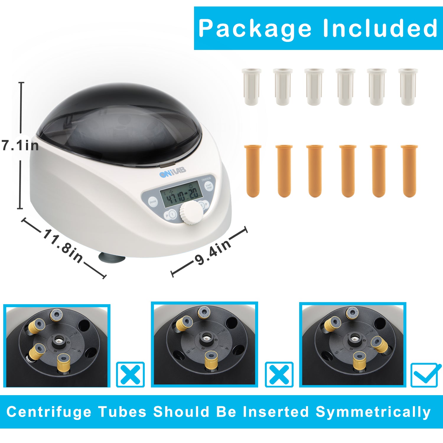 ONiLAB Lab PRP Benchtop Centrifuge 6x15mL/10mL/7mL/1.5-5ml, 300-5000rpm(Max. 2600xg RCF),LCD Digital Desktop Lab Centrifuge Timer 30sec-99min, Two Quick Start Programs