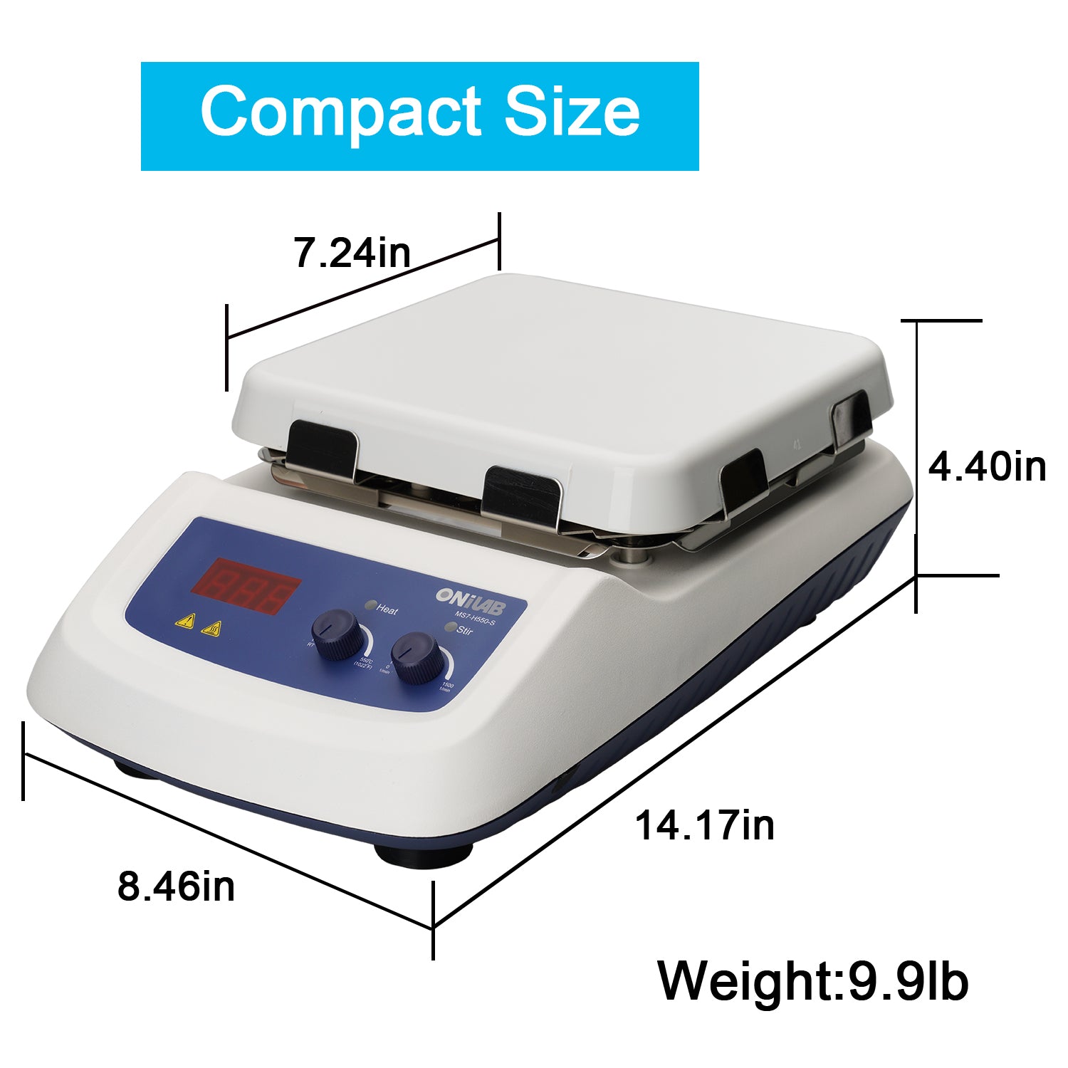 ONiLAB 7" LCD /LED Digital Magnetic Hotplate Stirrer Max.Speed 1500rpm Max.Stirring Quantity 20L,Max Heating Temperature to 550℃