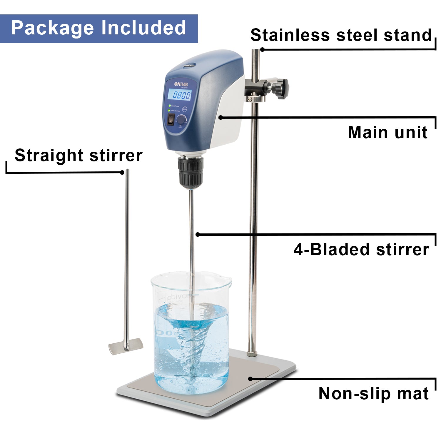 ONiLAB Electric Overhead Stirrer, LCD/LED Digital Overhead Stirrer Mixer with Stirring Rod,20L,10000 mPas,50~2200RPM, Aluminum Alloy