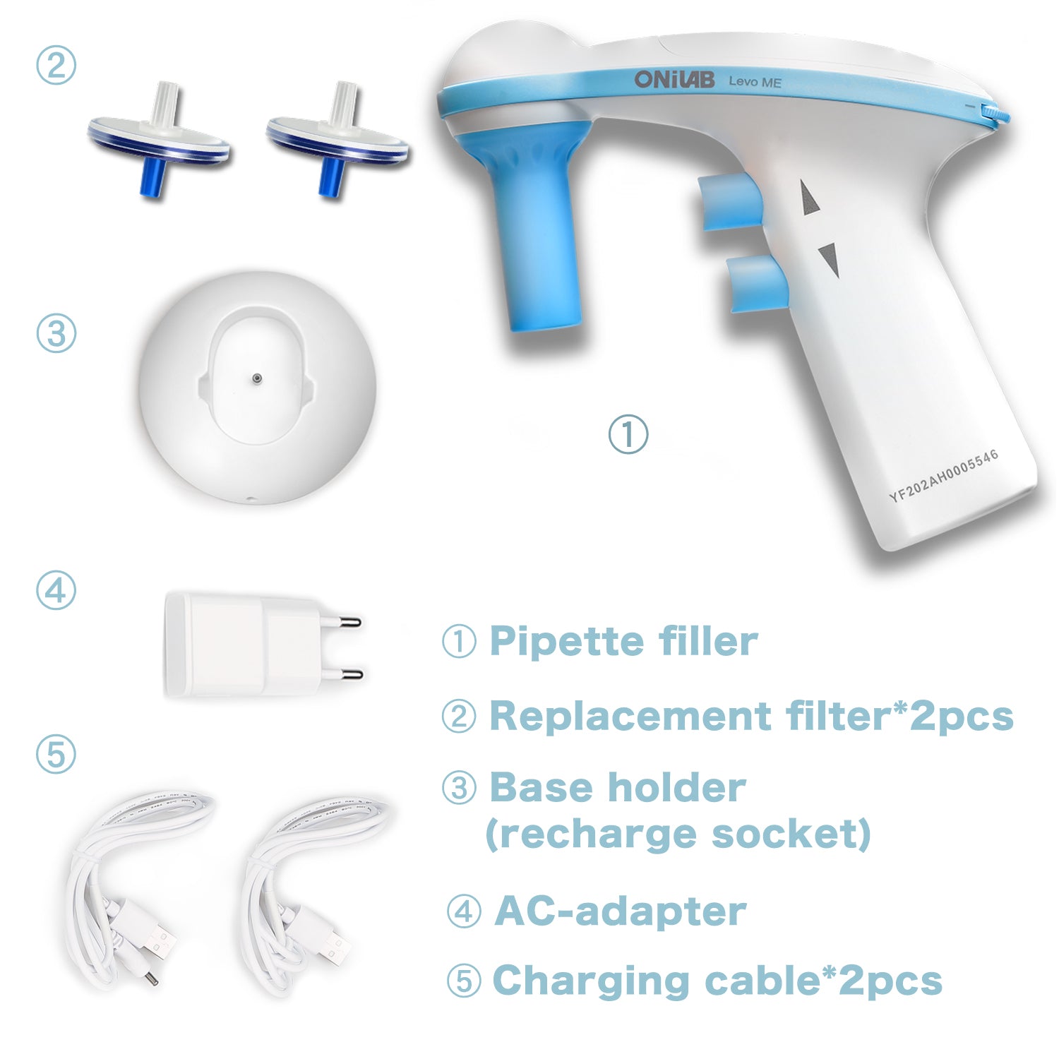 ONiLAB Electric Pipette Controller,Automatic Motorized Pipette Filler, Electric Pipettor, 0.1-100ml,Adjustable Speed (Light Blue)