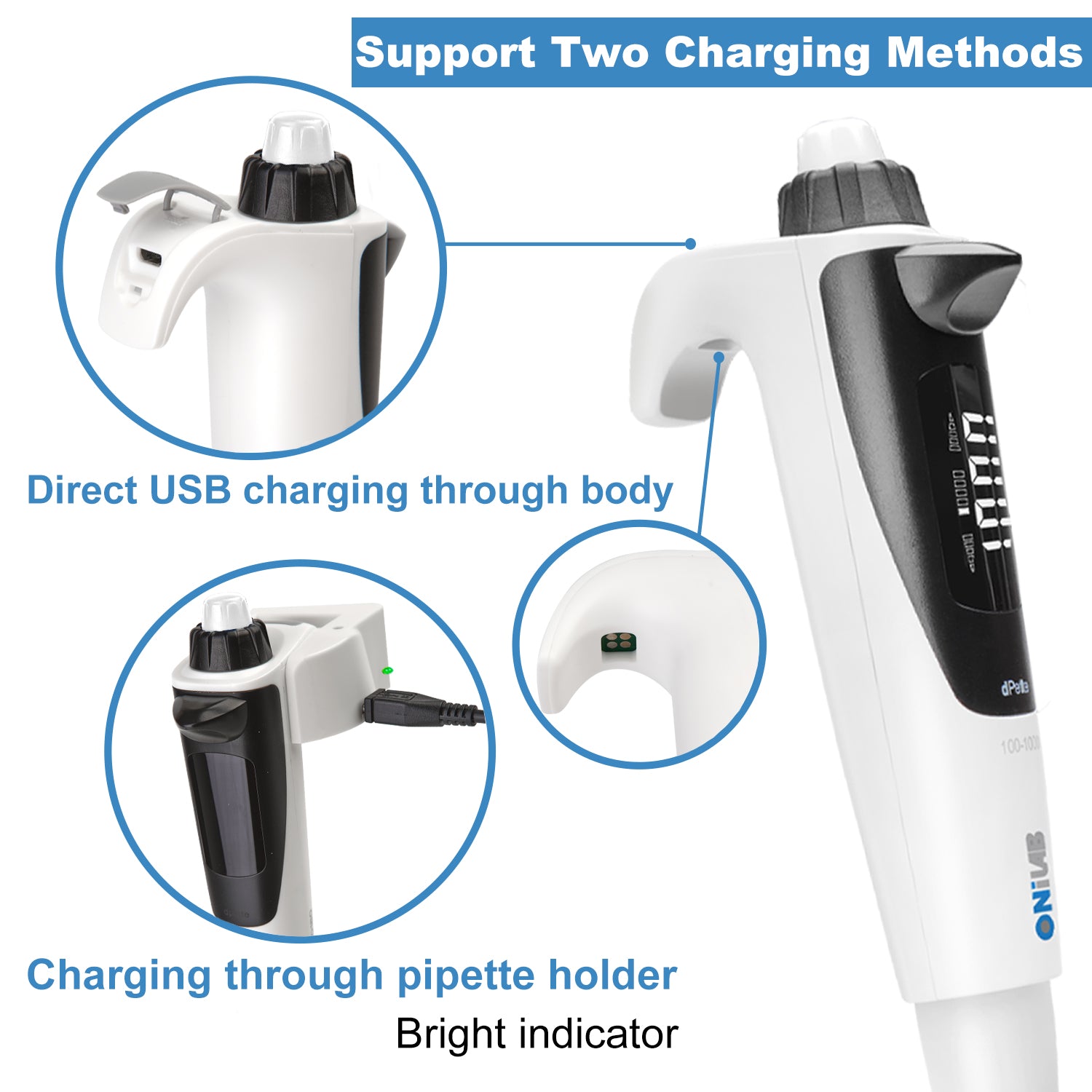 Electric Single Channel Pipette Laboratory Micropipette Adjustable Volume Pipettors 0.5-10μL…