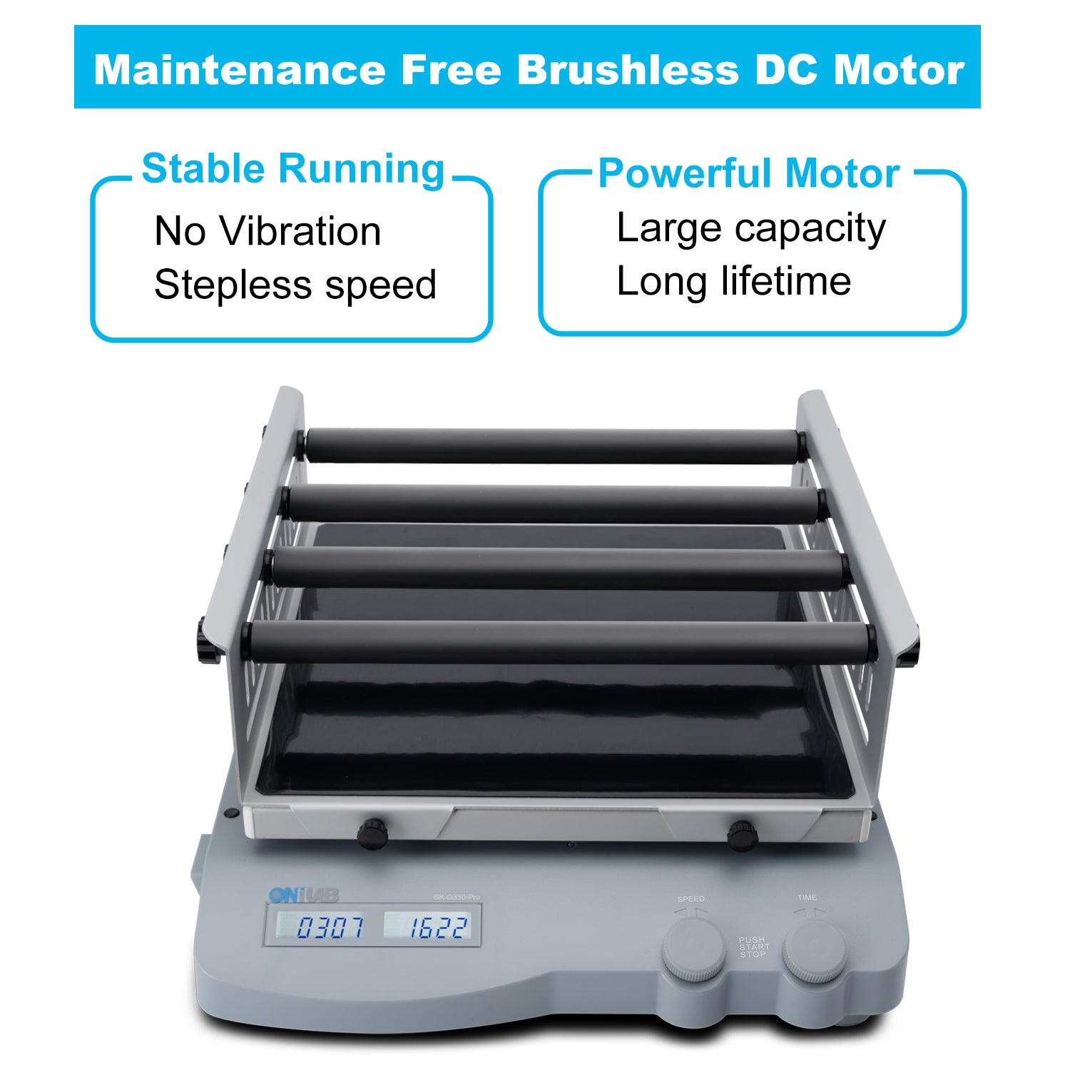 ONiLAB Digital Orbital Shaker Adjustable Speed 100-500RPM, Capacity 7.5KGS,Orbital Rotator Shaker with Continuous Mode(do not Start time) or Timer Mode, LCD Display,Various Optional Platforms…