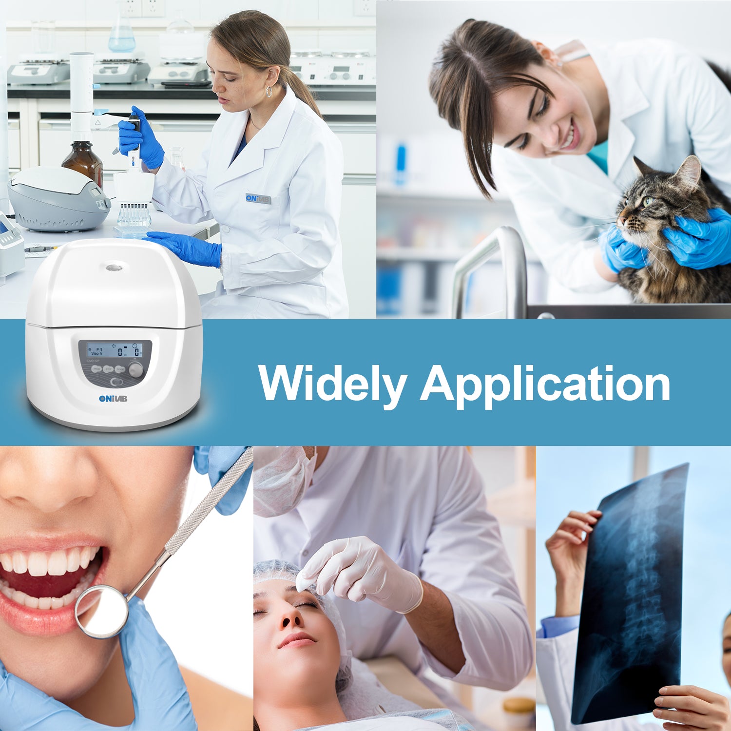 ONiLAB Lab benchtop Centrifuge Machine 8x15mL, 12x10mL/7mL/1.5-5ml, Digital Desktop Lab Centrifuge, Timer 30sec-99min, Speed 300-4500rpm(Max. 2490xg)