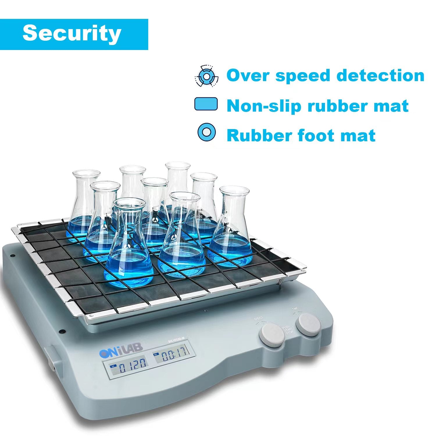 ONiLAB Digital Orbital Shaker Adjustable Speed 70-400RPM, Capacity 3KGS,Orbital Rotator Shaker with Continuous Mode(Set time to Zero) or Timer Mode, LCD Display Speed and time, Labs and Classrooms