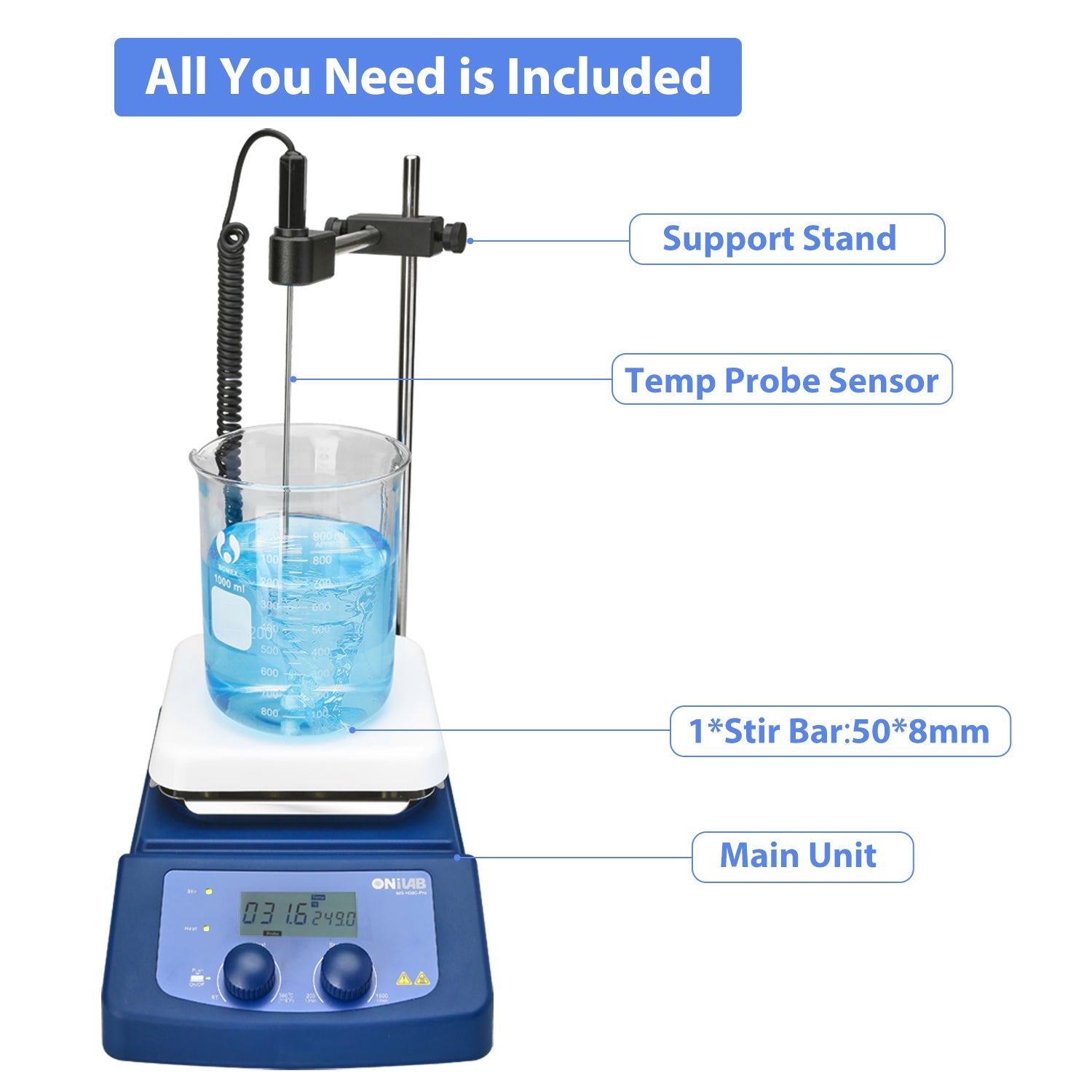 ONiLAB 380℃ LCD Digital Hotplate Magnetic Stirrer with Ceramic Coated