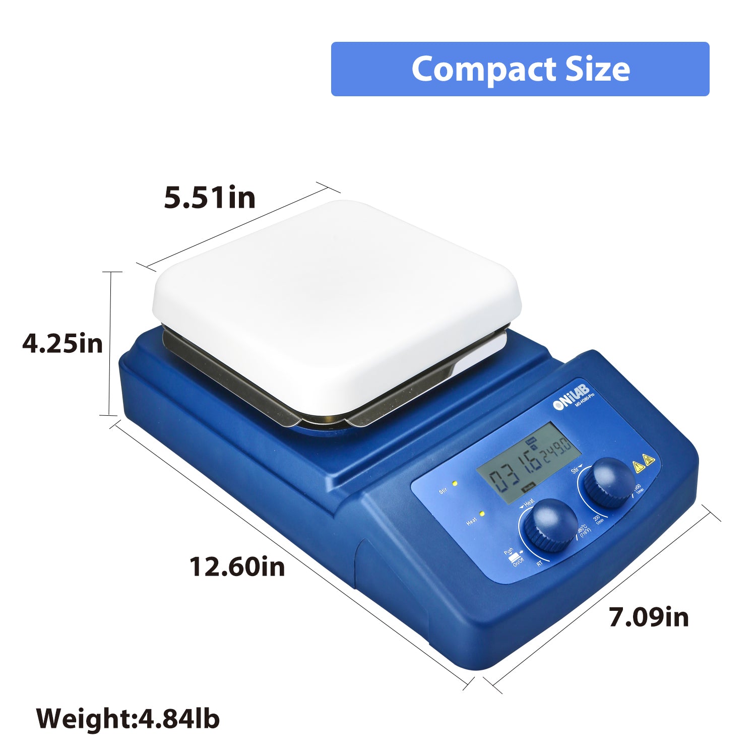ONiLAB 380℃ LCD Digital Hotplate Magnetic Stirrer with Ceramic Coated