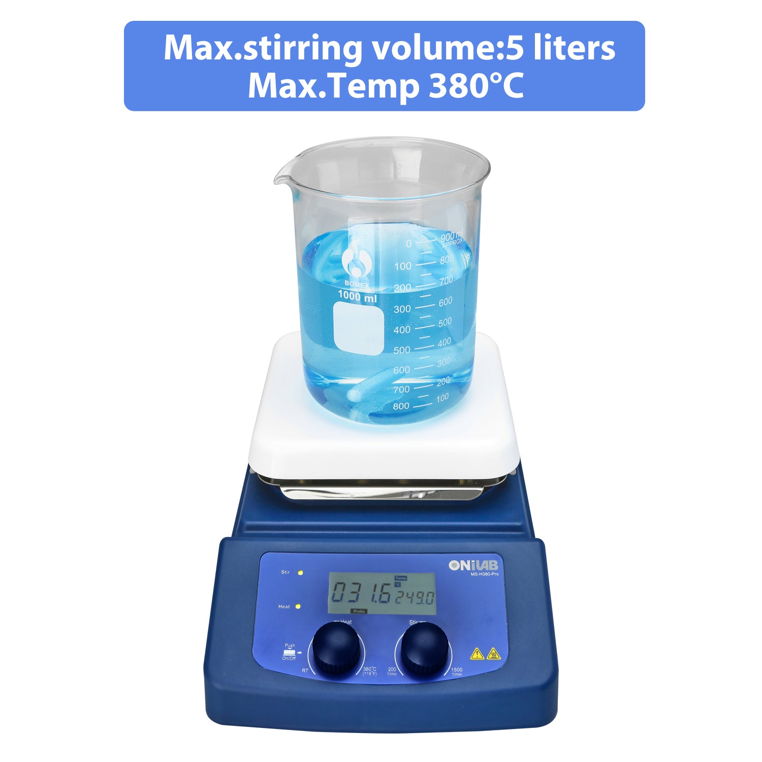 ONiLAB 380℃ LCD Digital Hotplate Magnetic Stirrer with Ceramic Coated