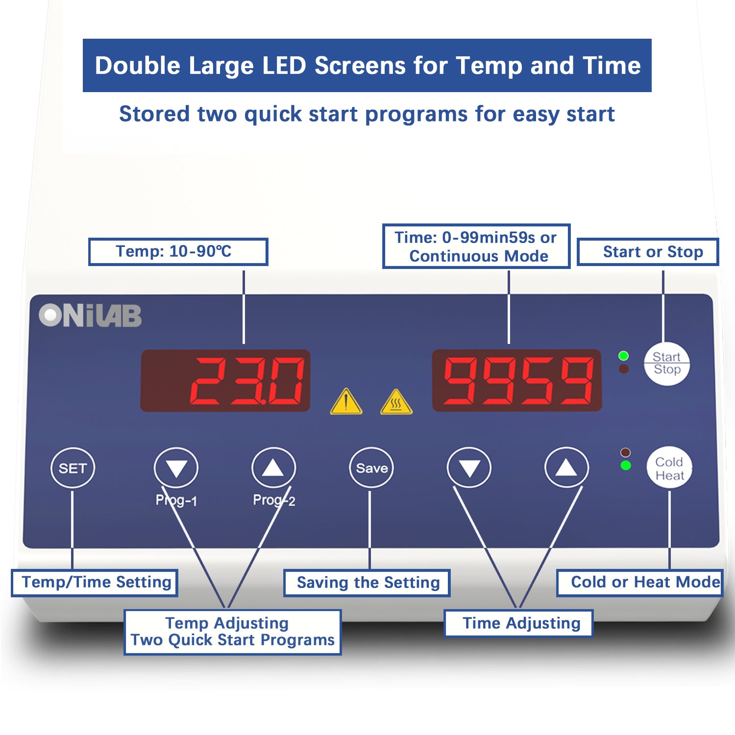 ONiLAB Gel Heating Machine with Heating and Cooling Modes,4x5ml,16x 1ml-2.5ml Holes, PRP PPP Gel Maker Heater with Timer 0-99min59s or Continuous Mode, 2 Stored Programs,10-90℃,260W,110V