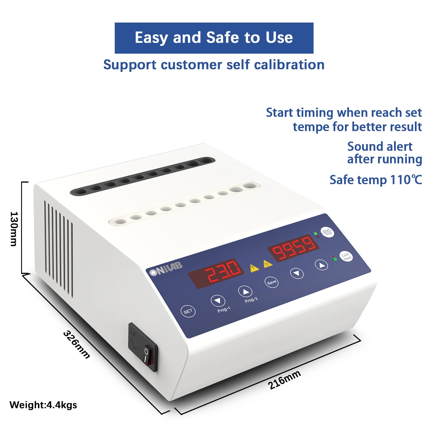 ONiLAB Gel Heating Machine with Heating and Cooling Modes,4x5ml,16x 1ml-2.5ml Holes, PRP PPP Gel Maker Heater with Timer 0-99min59s or Continuous Mode, 2 Stored Programs,10-90℃,260W,110V