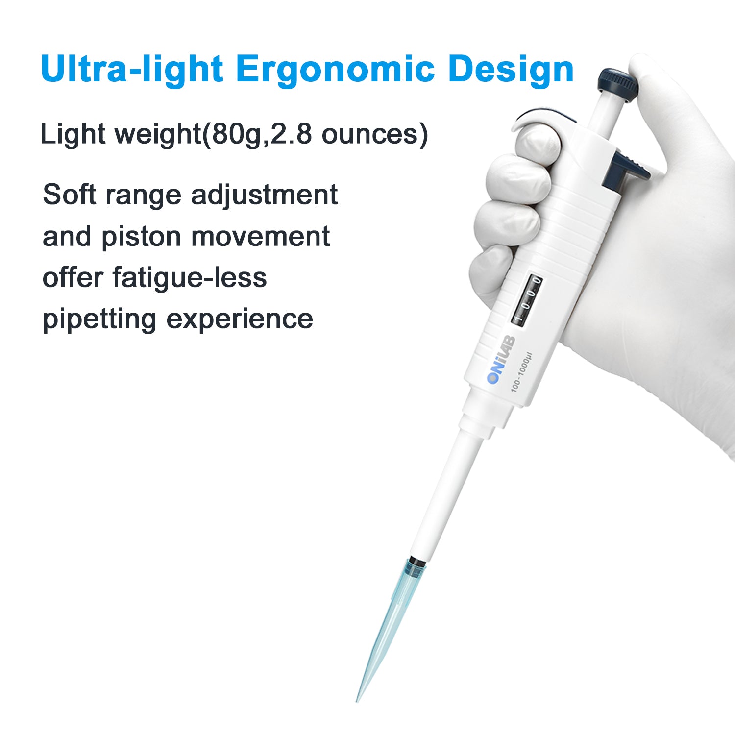 ONiLAB Lab Micropipette, Single Channel Pipette,Adjustable Volume Pipette, Micro Pipettes, High Precision Pipettor,Fully Autoclavable
