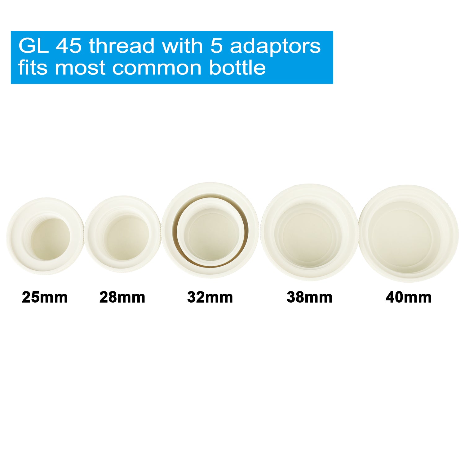 ONiLAB Bottle Top Dispenser Range from 0.5mL to 100mL with 5 Volumes , Include 1L Round Media Storage Bottle