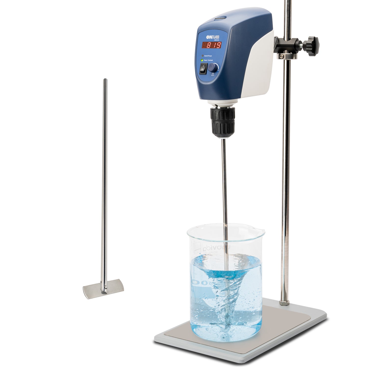 ONiLAB Electric Overhead Stirrer, LED Digital Overhead Stirrer Mixer with Stirring Rod，40L ，50000 mPas ， 50~2200RPM, Aluminum Alloy(Stirrer only, Stand not Included)